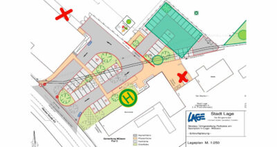 Entwurfsplanung zum Parkplatz am Sportplatz und Grundschule Müssen