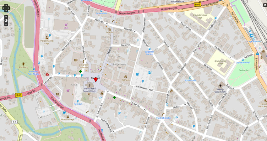 Open-Street-Map-Karte der Innenstadt von Lage