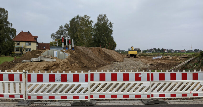 Bauarbeiten am Großen Kamp, Heiden - Tank für die Löschwasserreserve