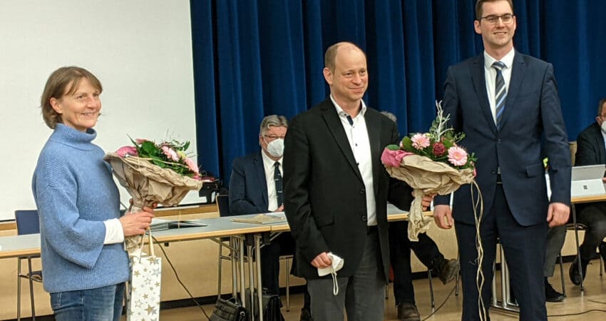 Petra Kuhfus und Detlef Hübner mit Bürgermeister Kalkreuter