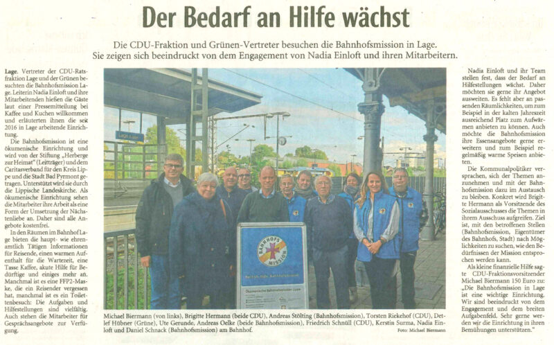 CDU und Grüne besuchen die Bahnhofsmission in Lage